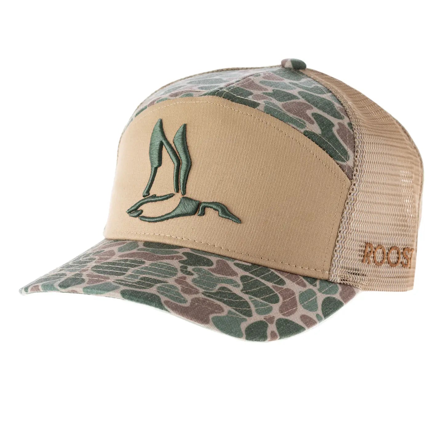 The 7 Panel 3D Puff Duck Logo Hat combines rugged outdoor style with practical features. Its camo bill and top complement a beige front panel, highlighted by a 3D puff duck in flight for distinctive detail. Designed with a structured Pro Crown and mesh back, this hat offers durability and breathability. The adjustable snap-back closure ensures a secure, comfortable fit, while the pre-curved visor helps shield your eyes from the sun. Equipped with a 3-part comfort cotton sweatband, it’s built for extended we