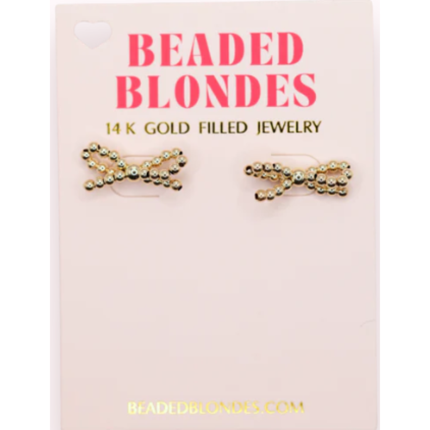 Beaded Blonde Gold Bow Earrings
