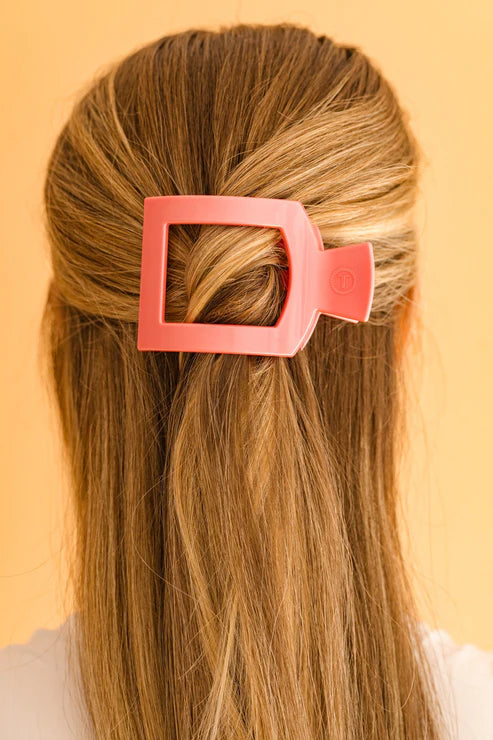 TELETIE Calming Coral Flat Square Hair Clip