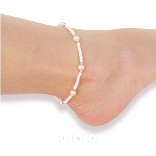 Beaded Blonde Luster Pearl Anklet