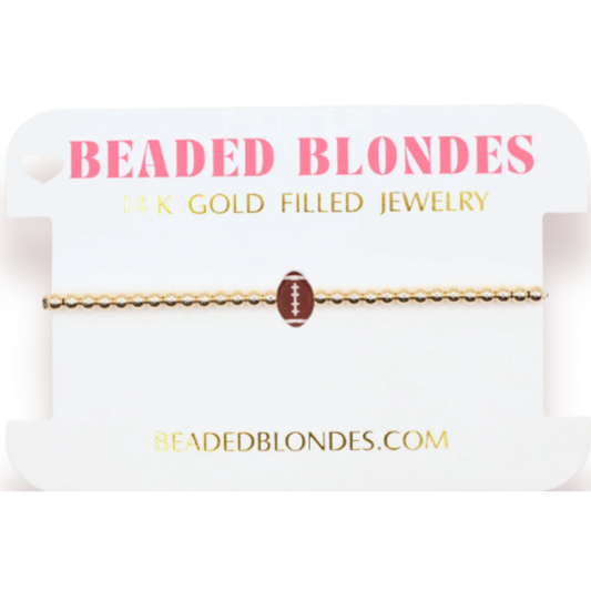 Beaded Blonde Football Bracelet