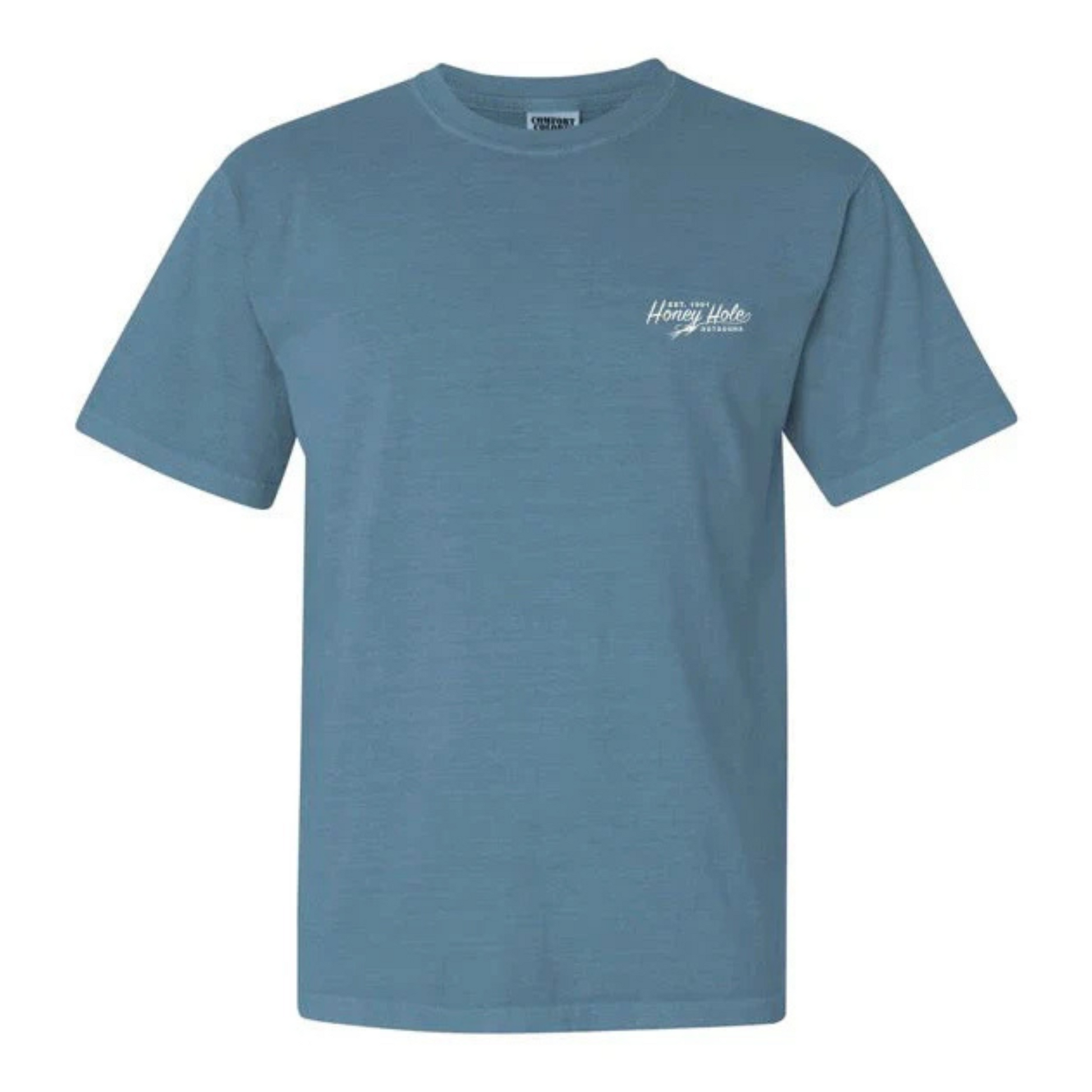 The Honey Hole Outdoors Fly Flag Short Sleeve Tee combines patriotic style with a passion for fishing. Crafted from 100% cotton, it ensures comfort and breathability during outdoor activities. The design features the American flag alongside the Honey Hole Outdoors logo, highlighted by a fishing fly integrated into the script, reflecting your love for angling. Durable and stylish, this tee is ideal for those who value both heritage and their outdoor pursuits.