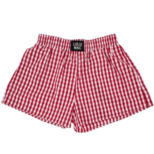 These Lulu Mac Red Gingham Shorts combine classic style with practical comfort, making them a versatile addition to any woman’s wardrobe. Crafted for ease of movement and everyday wear, they feature a timeless red and white gingham pattern highlighting a polished look. Designed with convenient pockets and subtle Lulu Mac logo detailing, these shorts deliver both function and understated brand elegance ideal for casual outings or relaxed weekends.