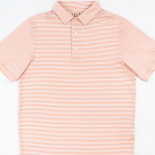 Experience the perfect blend of style and comfort with the Tangerine Fluke Polo. Crafted from a buttery soft polyester and spandex blend, this polo offers exceptional stretch for unrestricted movement. Its vibrant tangerine hue combined with subtle stripes adds a refined yet dynamic look, while the buttoned neckline ensures a classic fit. Ideal for active days or casual outings, this Fluke polo keeps you comfortable and sharp throughout.