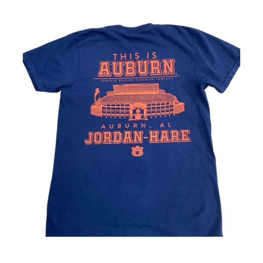 Show your Auburn pride with this expertly designed tee, featuring the classic navy and orange colors that represent Auburn University. Perfect for game days at the stadium or showing support for Aubie, this shirt combines comfort with bold SEC football spirit. Wear it to celebrate your team and stand out in the crowd with authentic style.