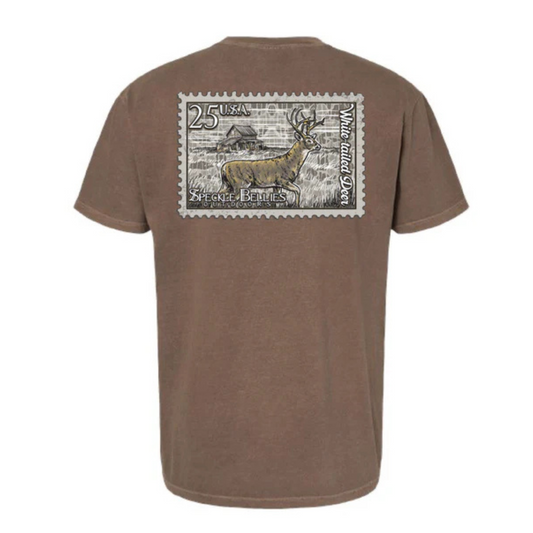 This White Tailed Deer Tee features a subtle brown deer design set against a light camouflage background, blending outdoor style with understated elegance. Crafted as a pocket tee, it offers both comfort and practicality, making it ideal for outdoor enthusiasts who value functionality without sacrificing a refined look. The design complements hunting, hiking, or casual wear with a natural, outdoors-inspired aesthetic.